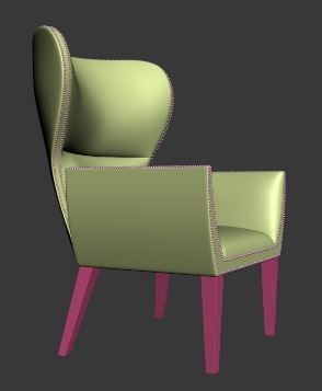 Armchair wing chair 3D model_8