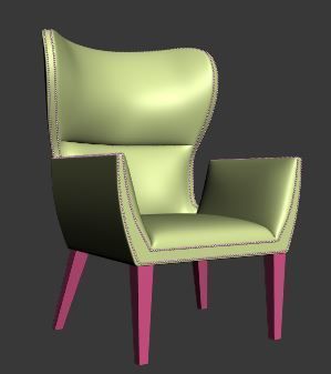 Armchair wing chair 3D model_7