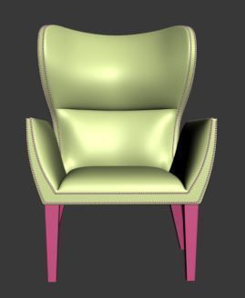 Armchair wing chair 3D model_6