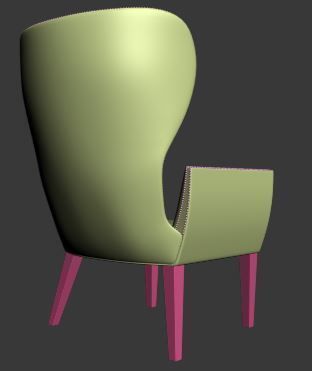 Armchair wing chair 3D model_10