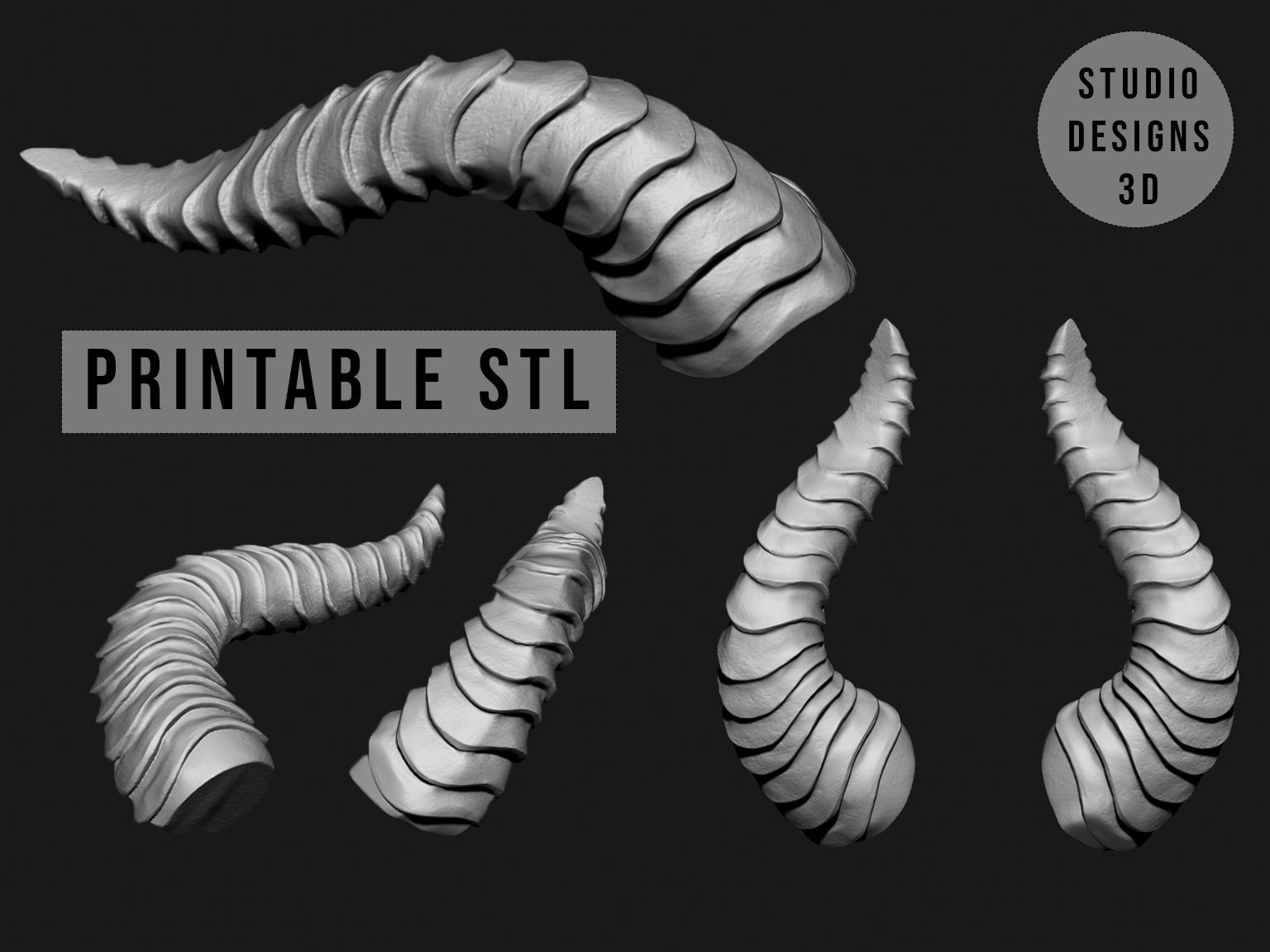 Horns Printable 3D print model_5