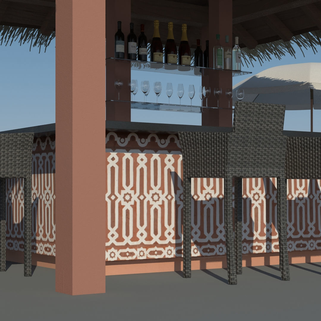 Tiki Beach Bar 3D model_3