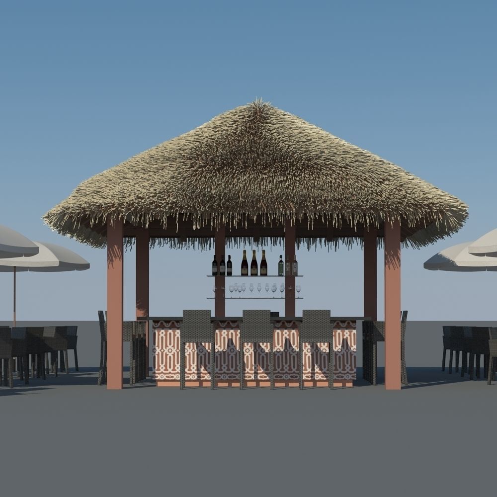 Tiki Beach Bar 3D model_1