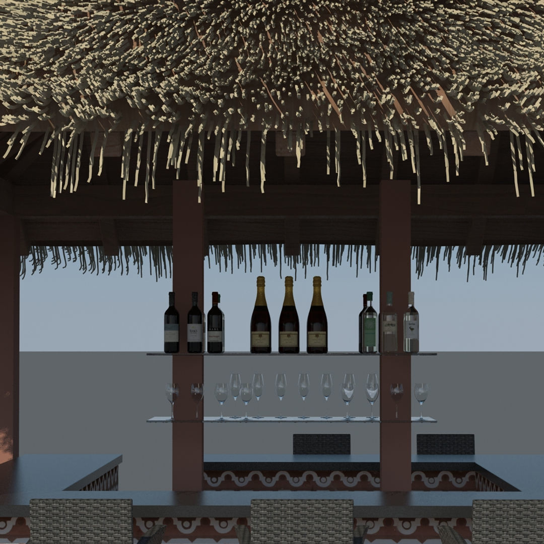 Tiki Beach Bar 3D model_2