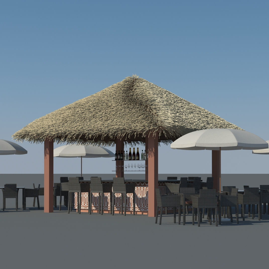 Tiki Beach Bar 3D model_8