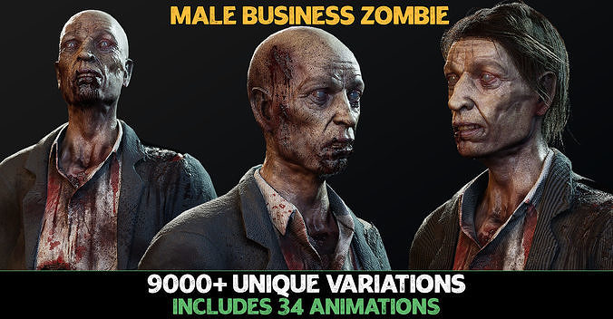 Zombie - Business Suit UE4 UE5 Low-poly 3D model