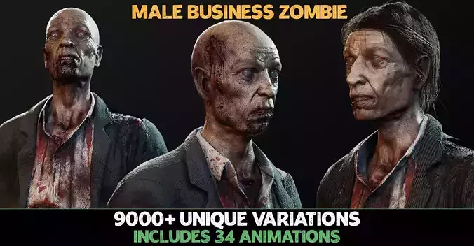 Zombie - Business Suit UE4 UE5 Low-poly 3D model