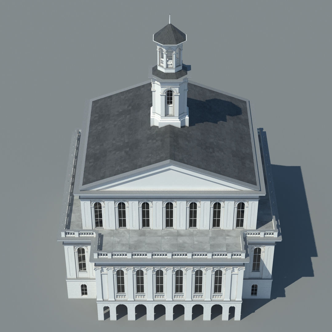Generic Town Hall Building 3D model_11