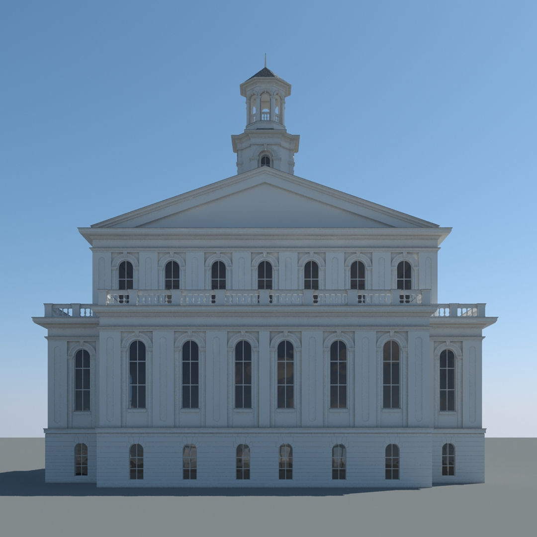 Generic Town Hall Building 3D model_9
