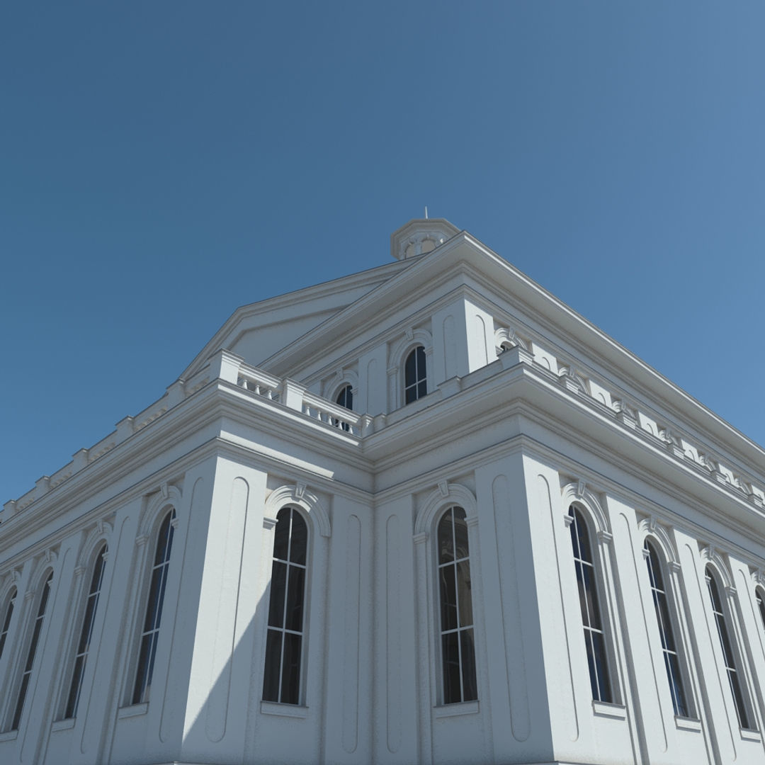 Generic Town Hall Building 3D model_6