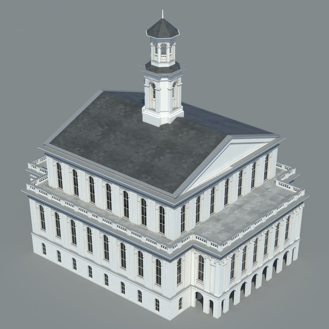Generic Town Hall Building 3D model_10