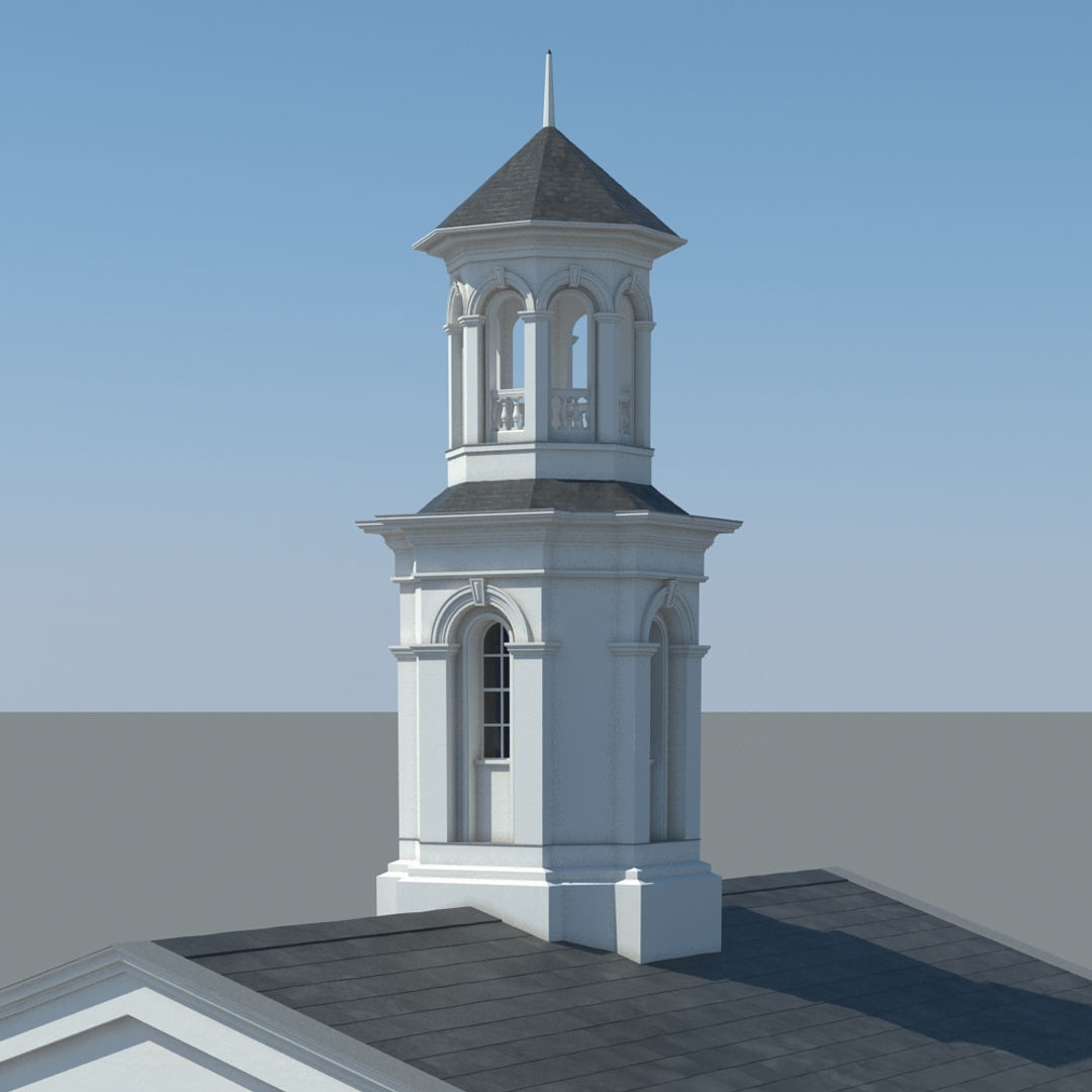 Generic Town Hall Building 3D model_7