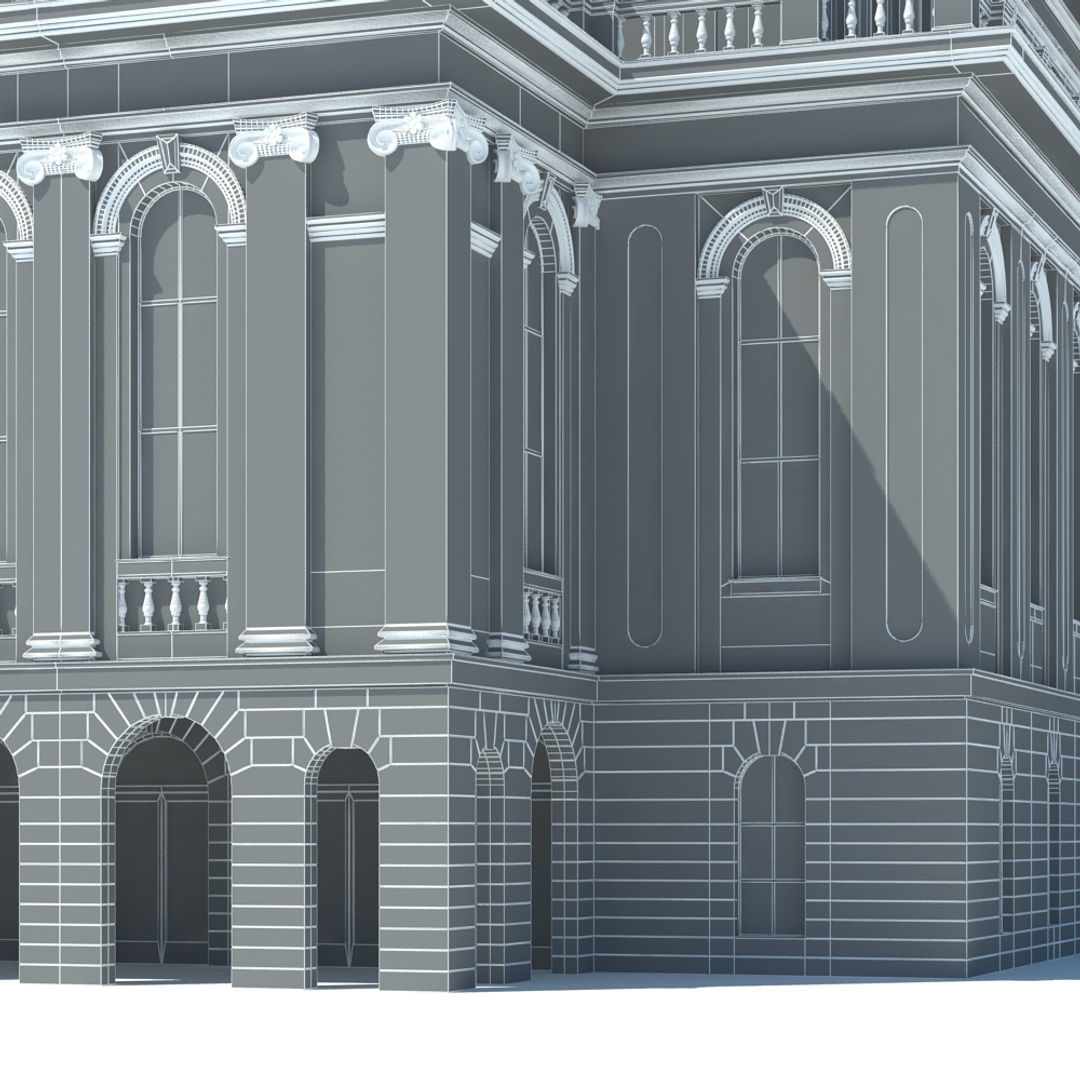 Generic Town Hall Building 3D model_13