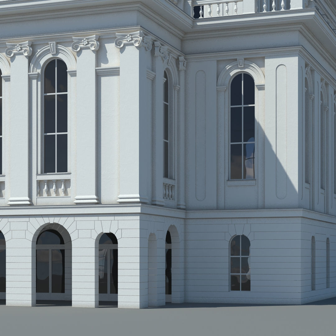 Generic Town Hall Building 3D model_3