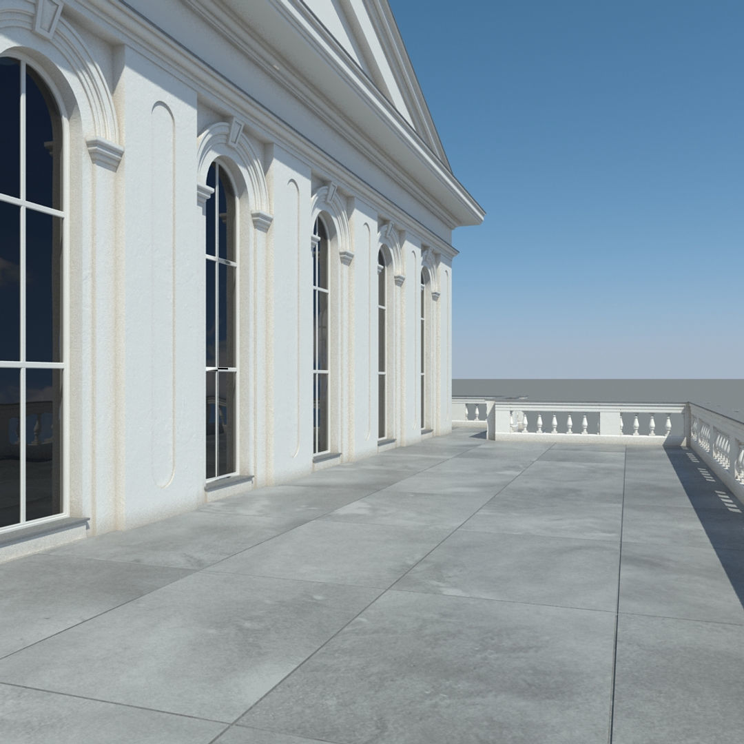 Generic Town Hall Building 3D model_4