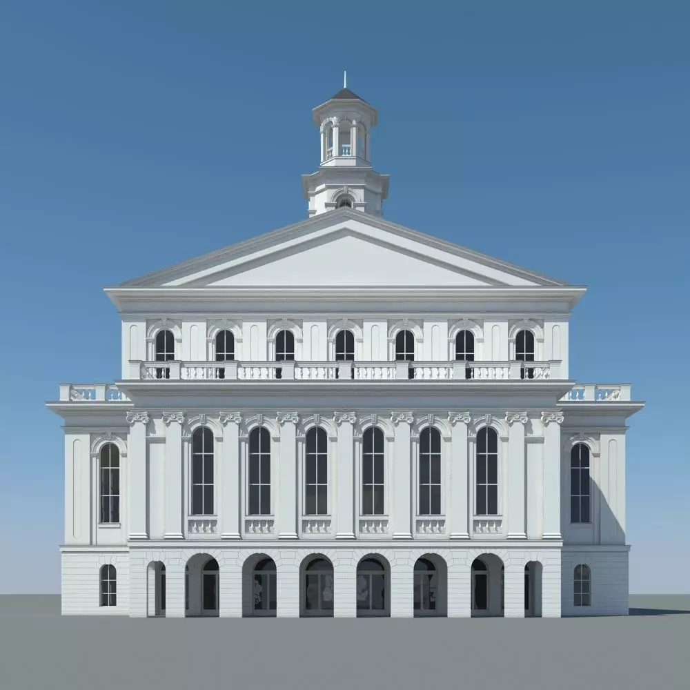 Generic Town Hall Building 3D model_0