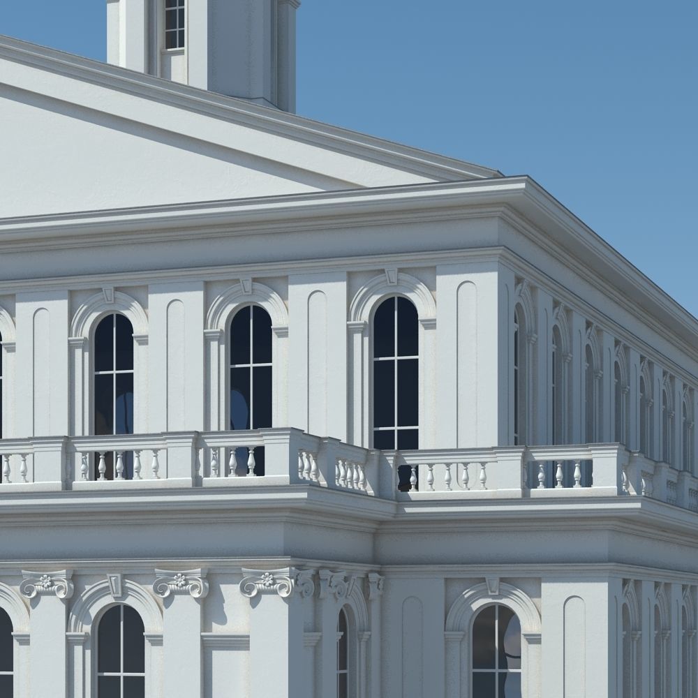 Generic Town Hall Building 3D model_2