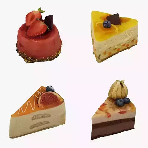 Cake Collection 3 strawberry dessert 3D model