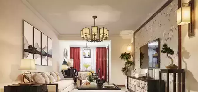 House Model chinese living room interior design