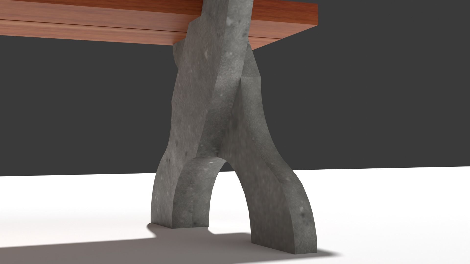 Bench made of wood and concrete Free 3D model_3