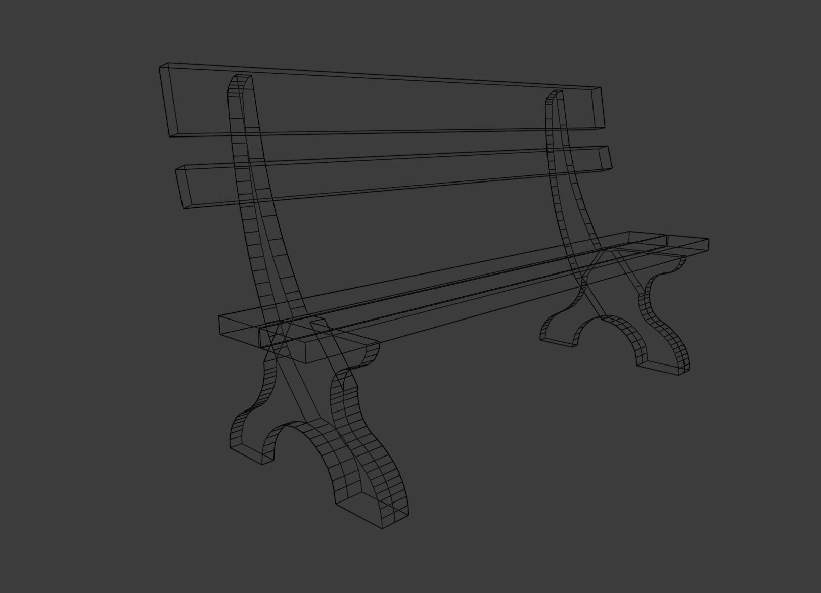 Bench made of wood and concrete Free 3D model_5