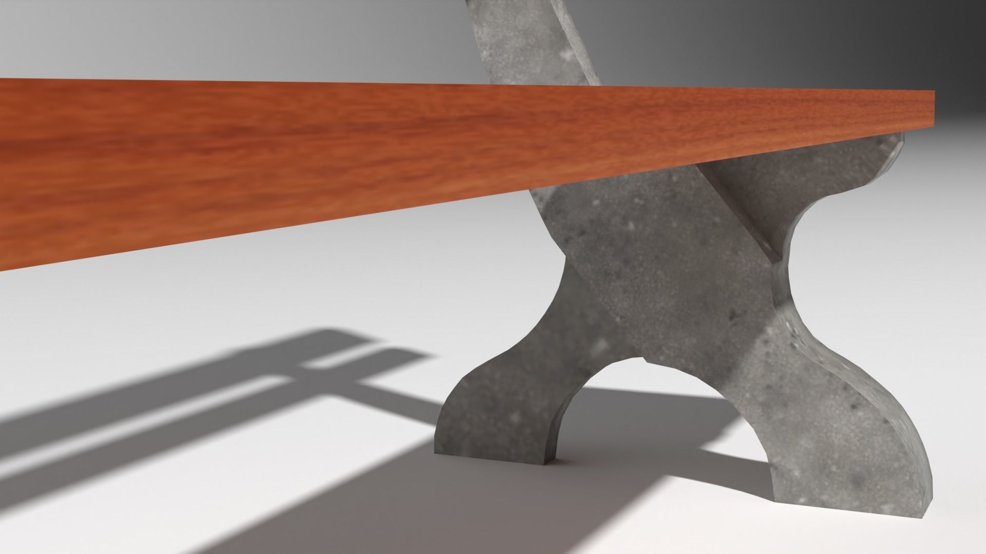 Bench made of wood and concrete Free 3D model_4