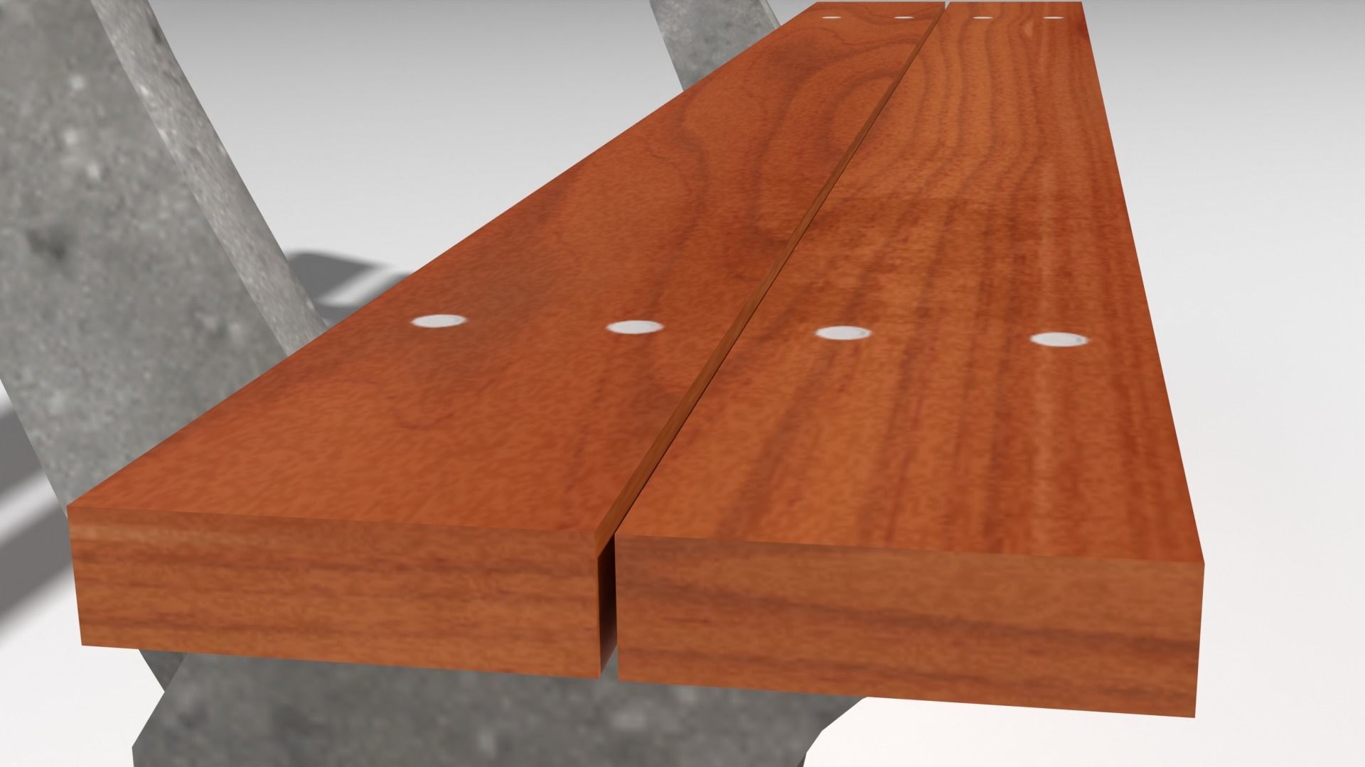 Bench made of wood and concrete Free 3D model_2