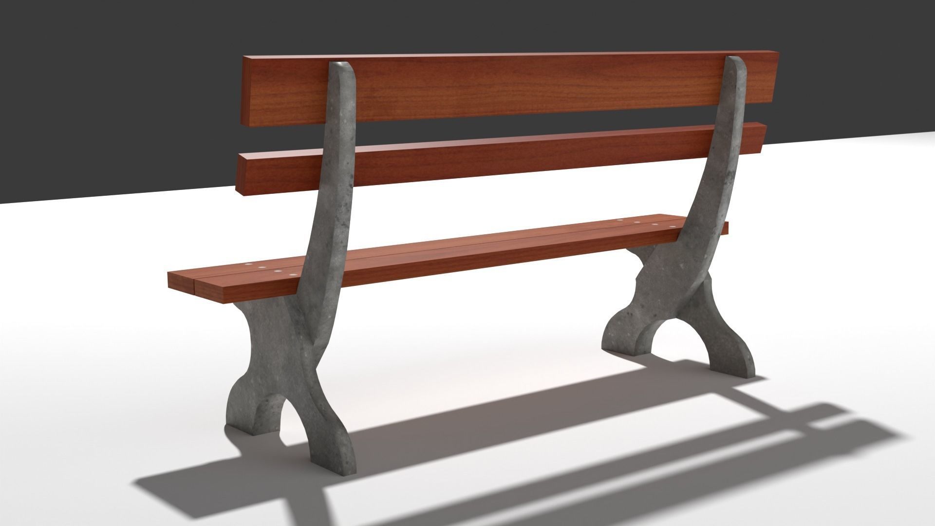 Bench made of wood and concrete Free 3D model_1