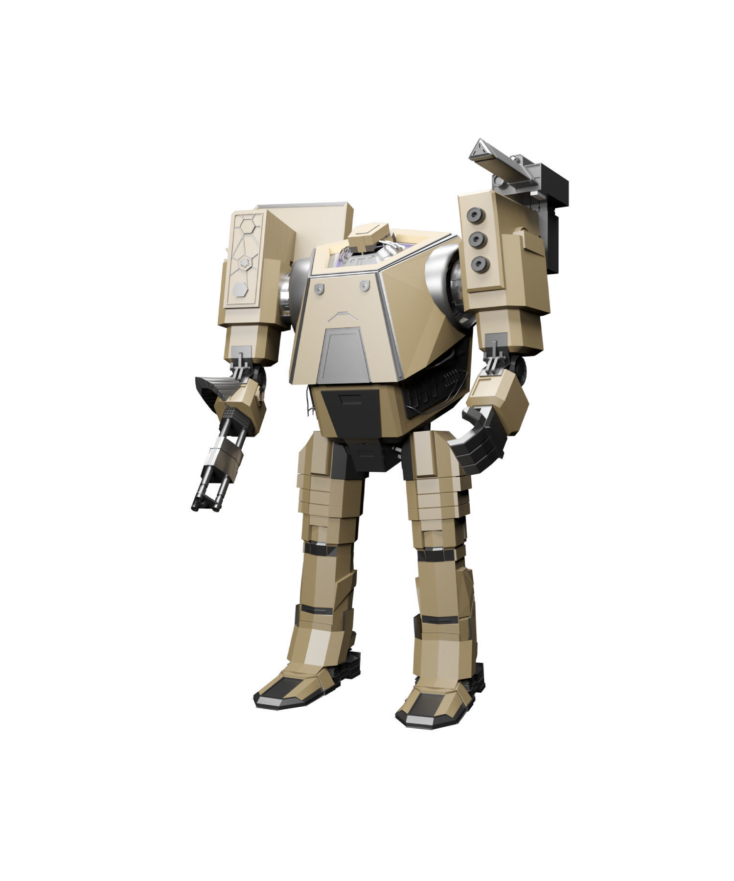 robot with gun 3D model_4