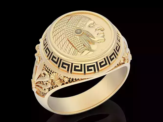 Indian man ring silver gold  printable jewelry 3D model 3D print model