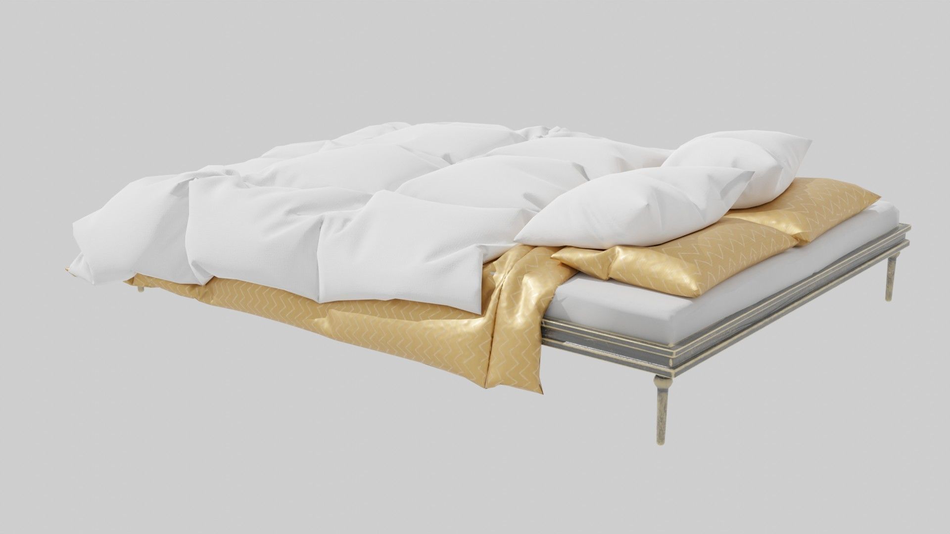 Brouilli Bed - low poly bed Low-poly 3D model_1