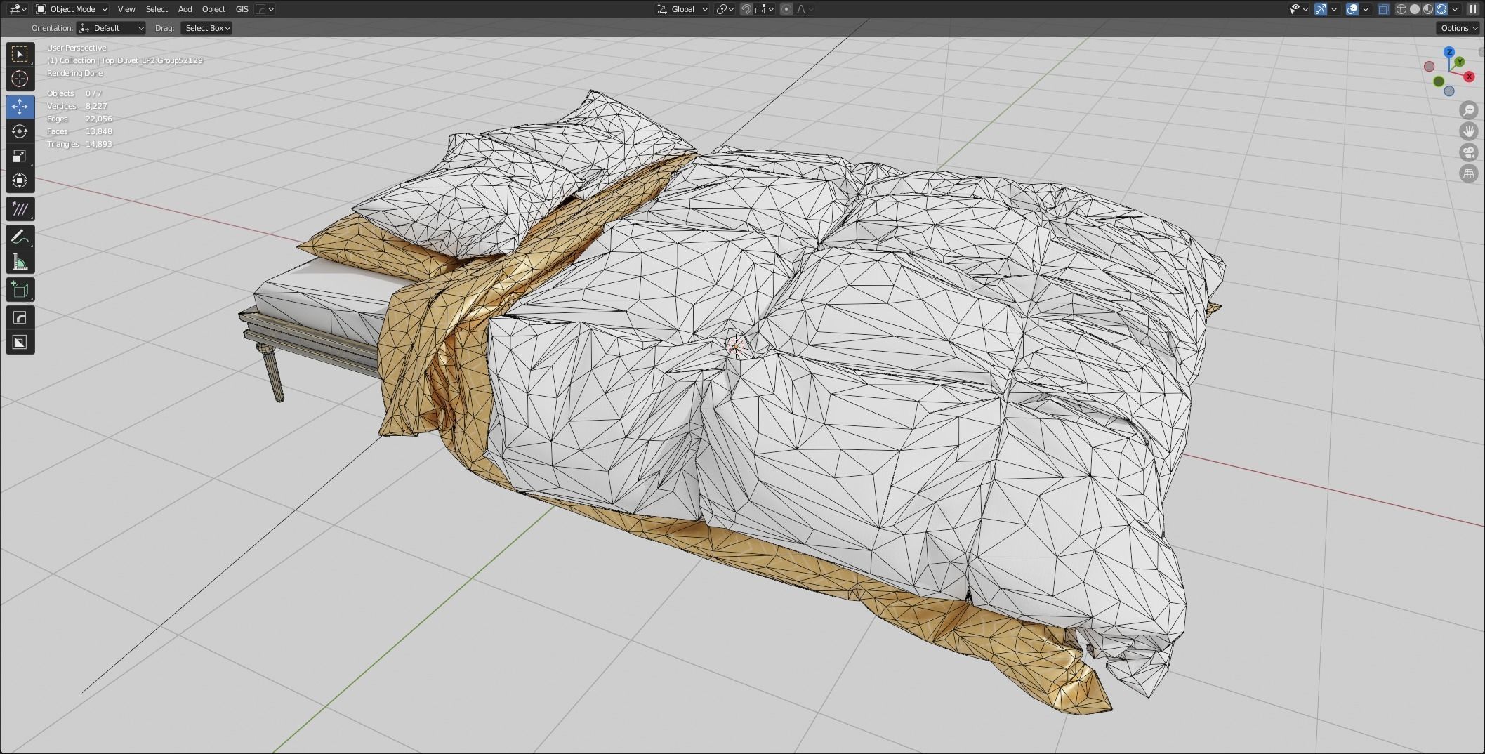 Brouilli Bed - low poly bed Low-poly 3D model_3