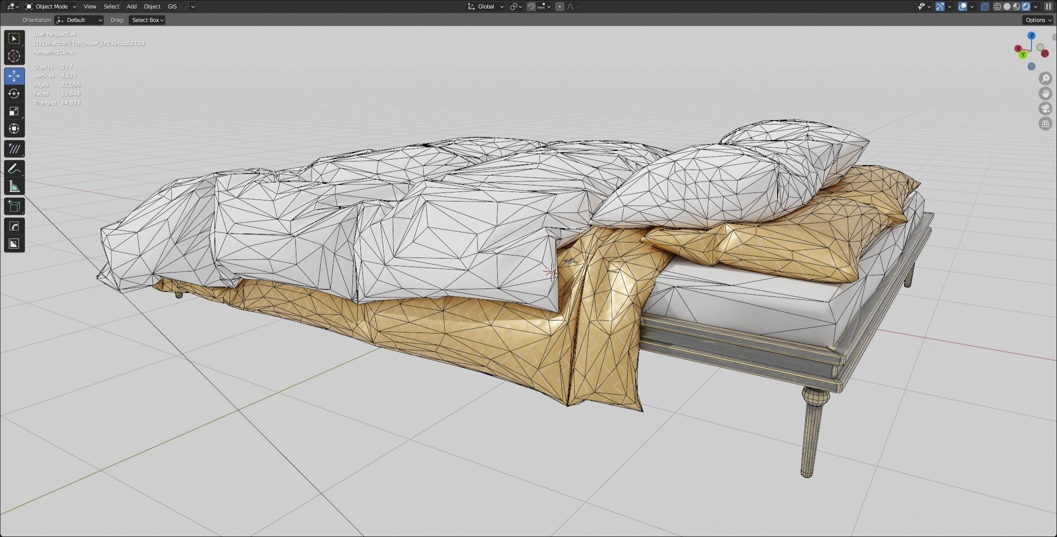 Brouilli Bed - low poly bed Low-poly 3D model_4