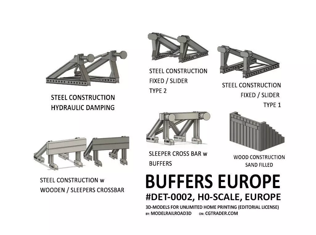 DET-0002 Buffers EUROPE H0-scale 7 items 3D print model_0