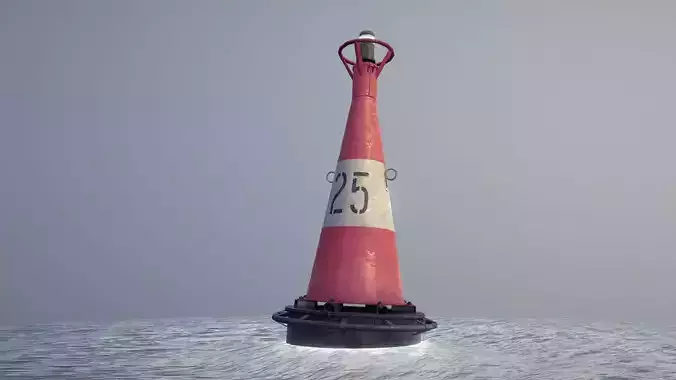 Buoy River RB-6-01 Right Turn Mark Low-poly 3D model
