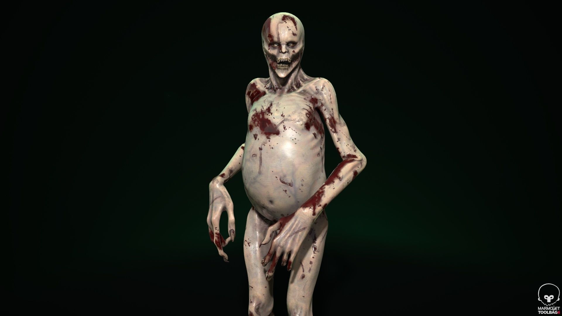 Mutant 5 zombie Low-poly 3D model_15