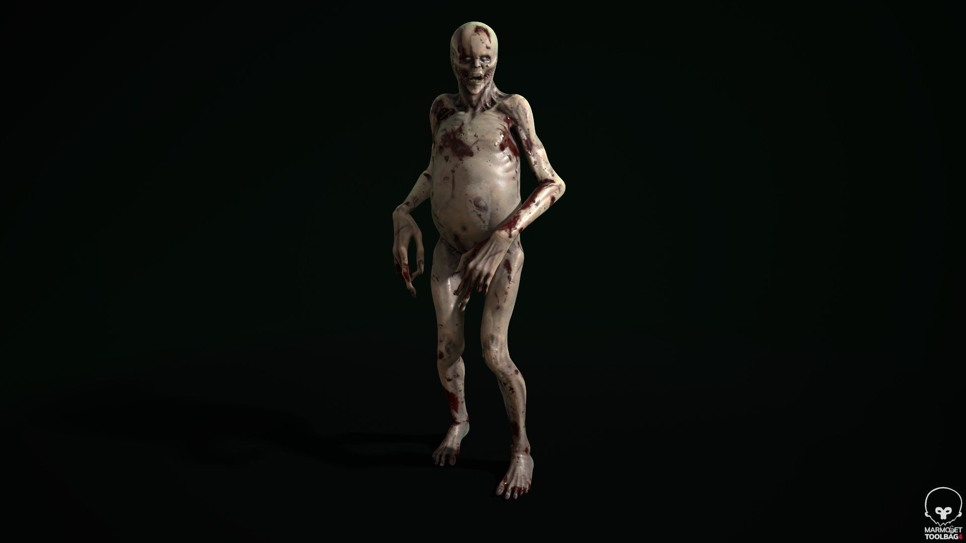 Mutant 5 zombie Low-poly 3D model_4
