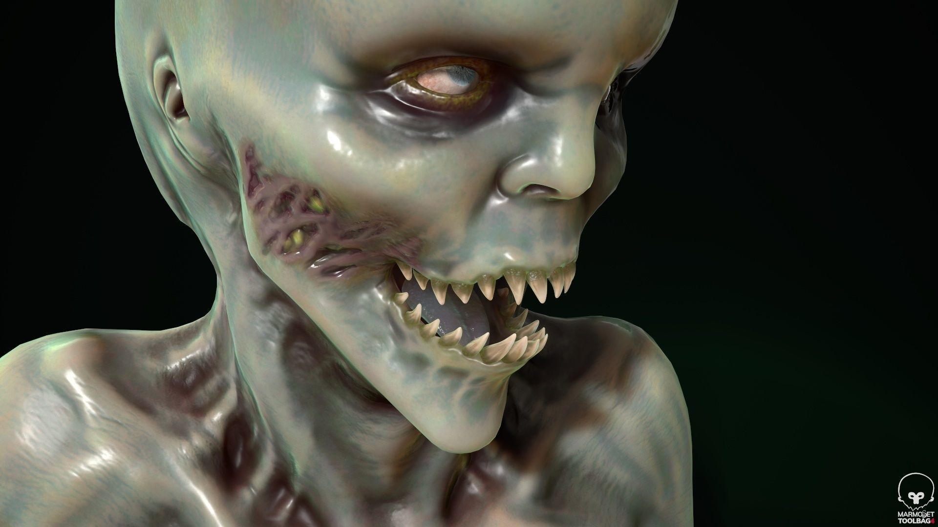 Mutant 5 zombie Low-poly 3D model_16