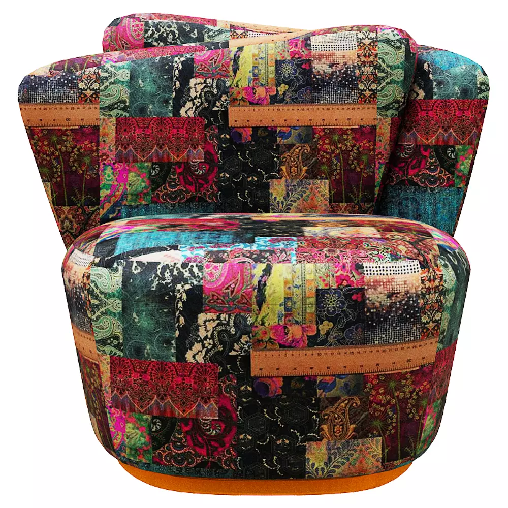 Armchair colorful chair with orange base Low-poly 3D model