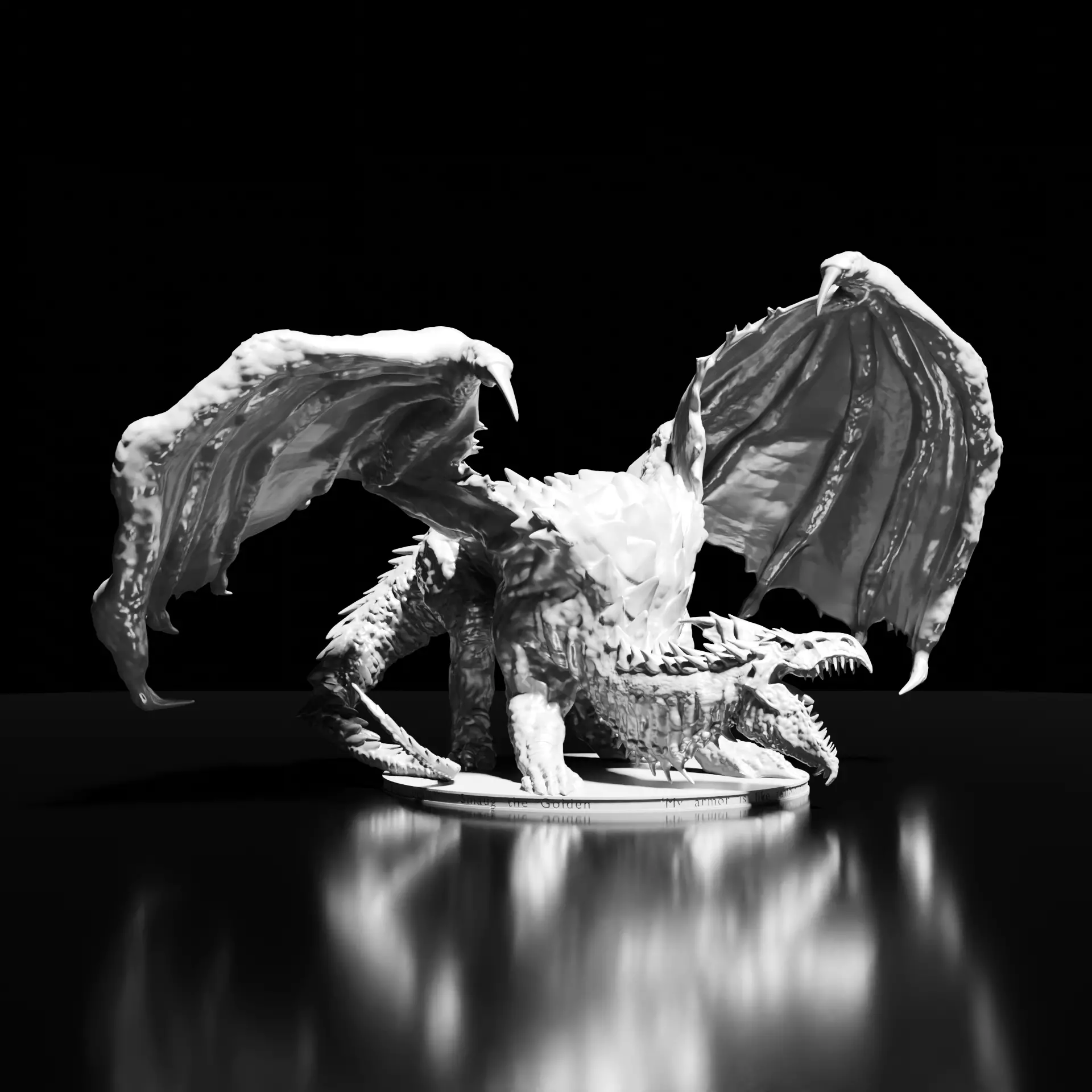 Ancient White Dragon Miniature 3D print model_0
