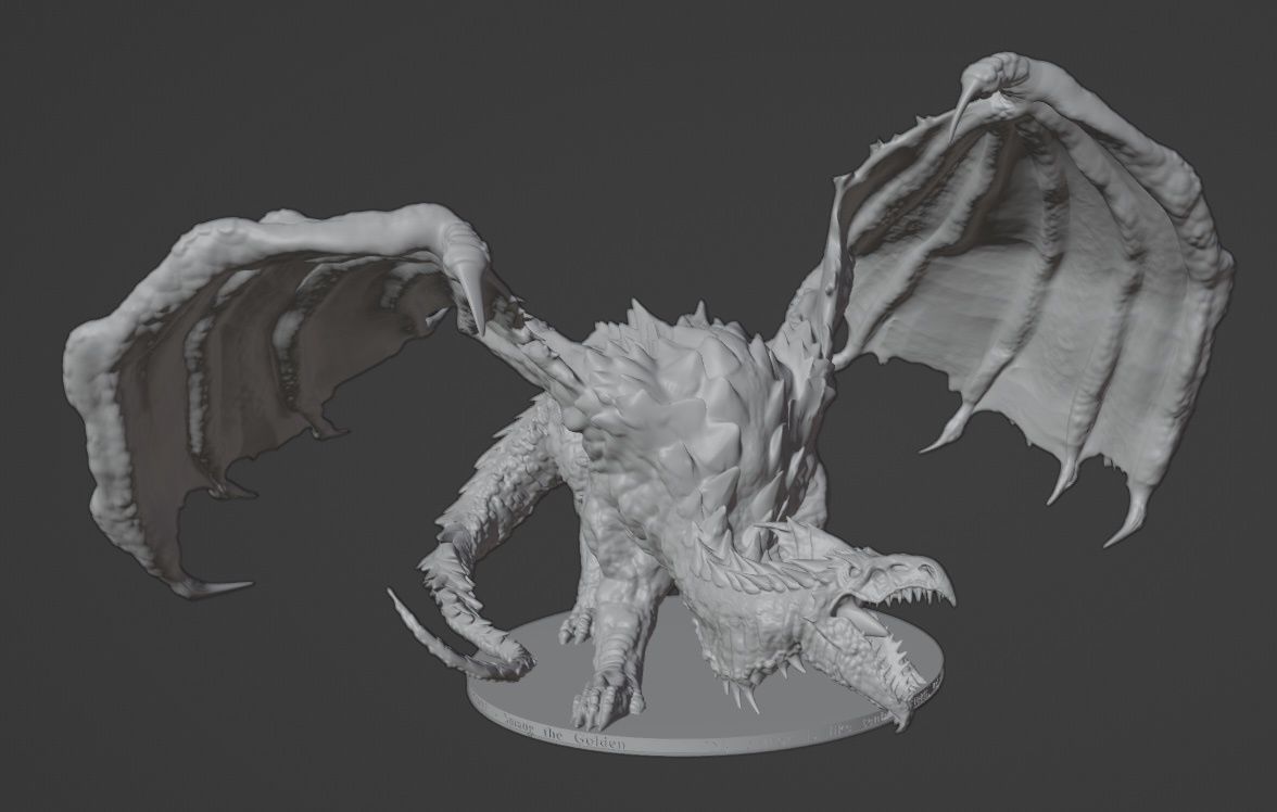 Ancient White Dragon Miniature 3D print model_4