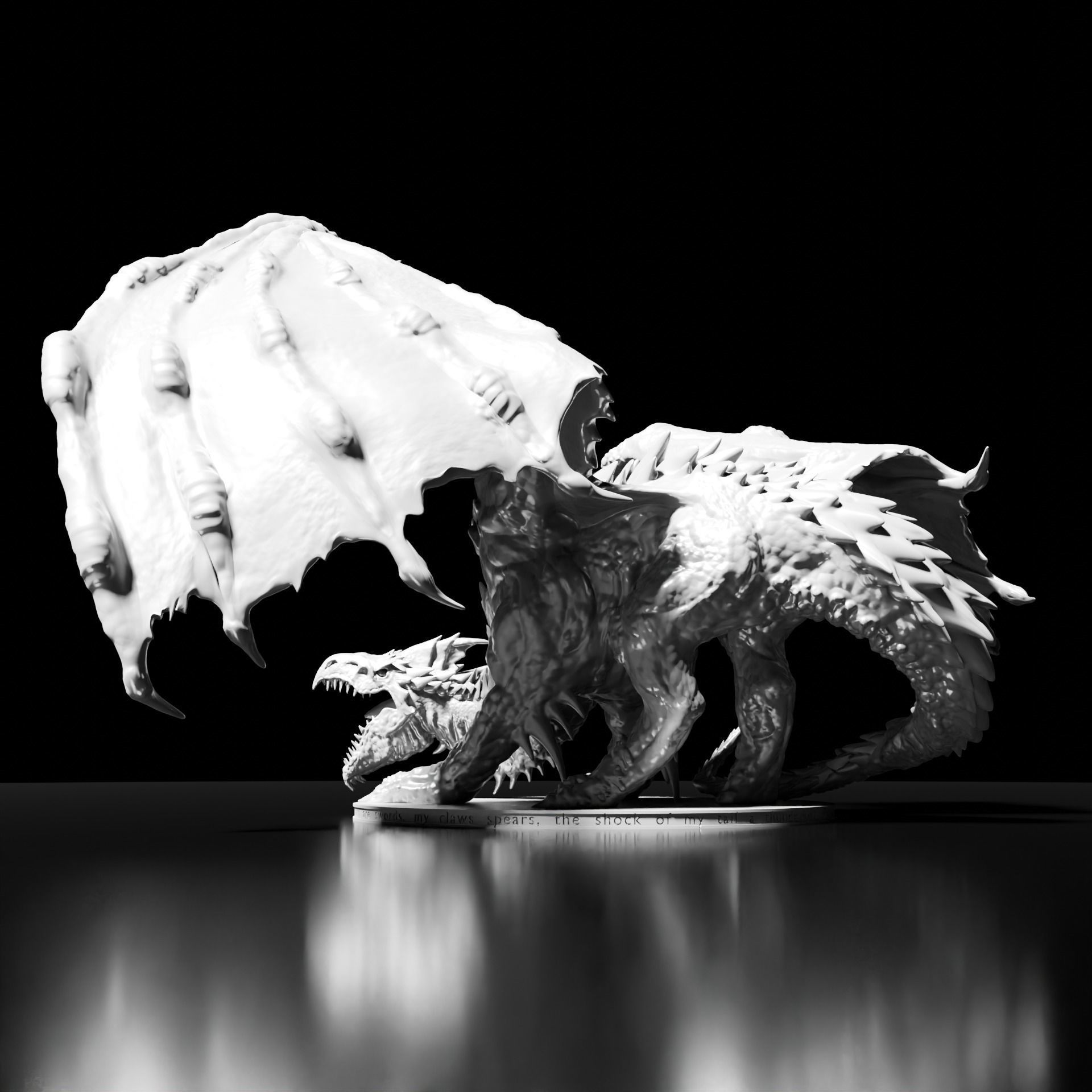 Ancient White Dragon Miniature 3D print model_1