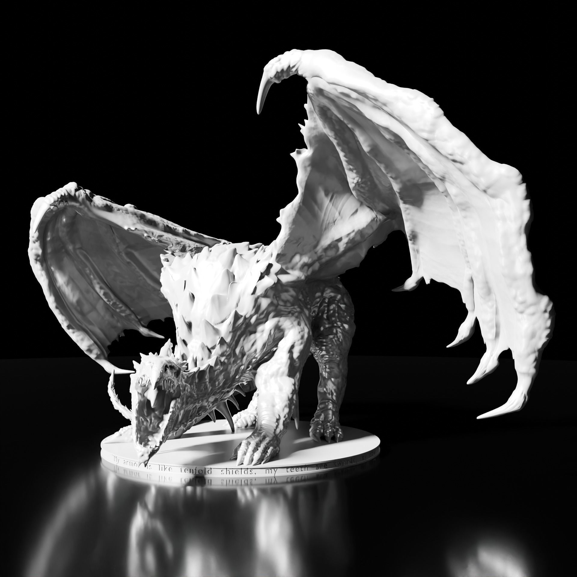 Ancient White Dragon Miniature 3D print model_3
