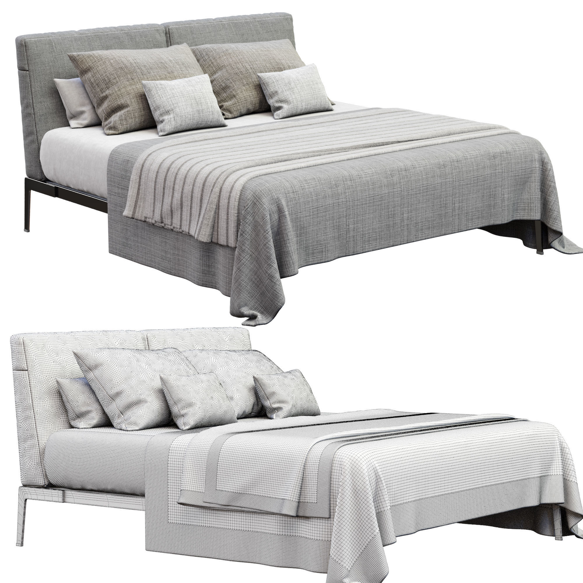  Lifesteel Bed By Flexform 3D model_7