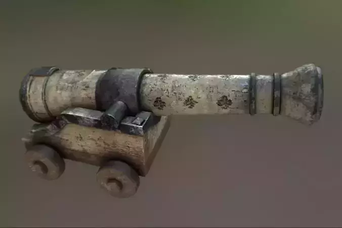Gunpowder Artillery Cannon Low-poly 3D model