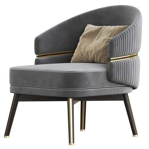 Billy Armchair Low-poly 3D model 2