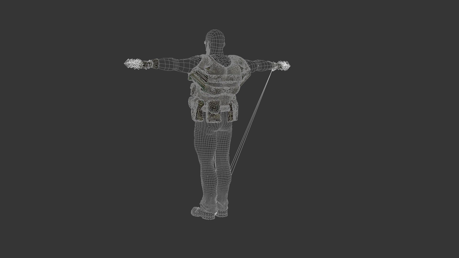 The Mercenary man in camouflage outfit Low-poly 3D model_8
