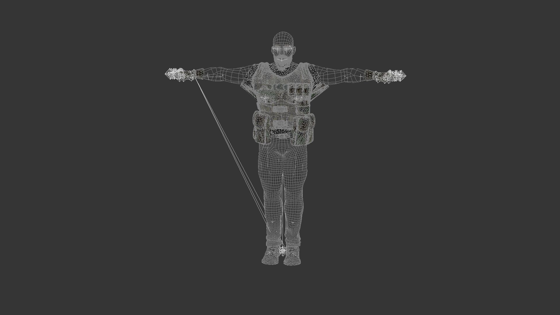 The Mercenary man in camouflage outfit Low-poly 3D model_7