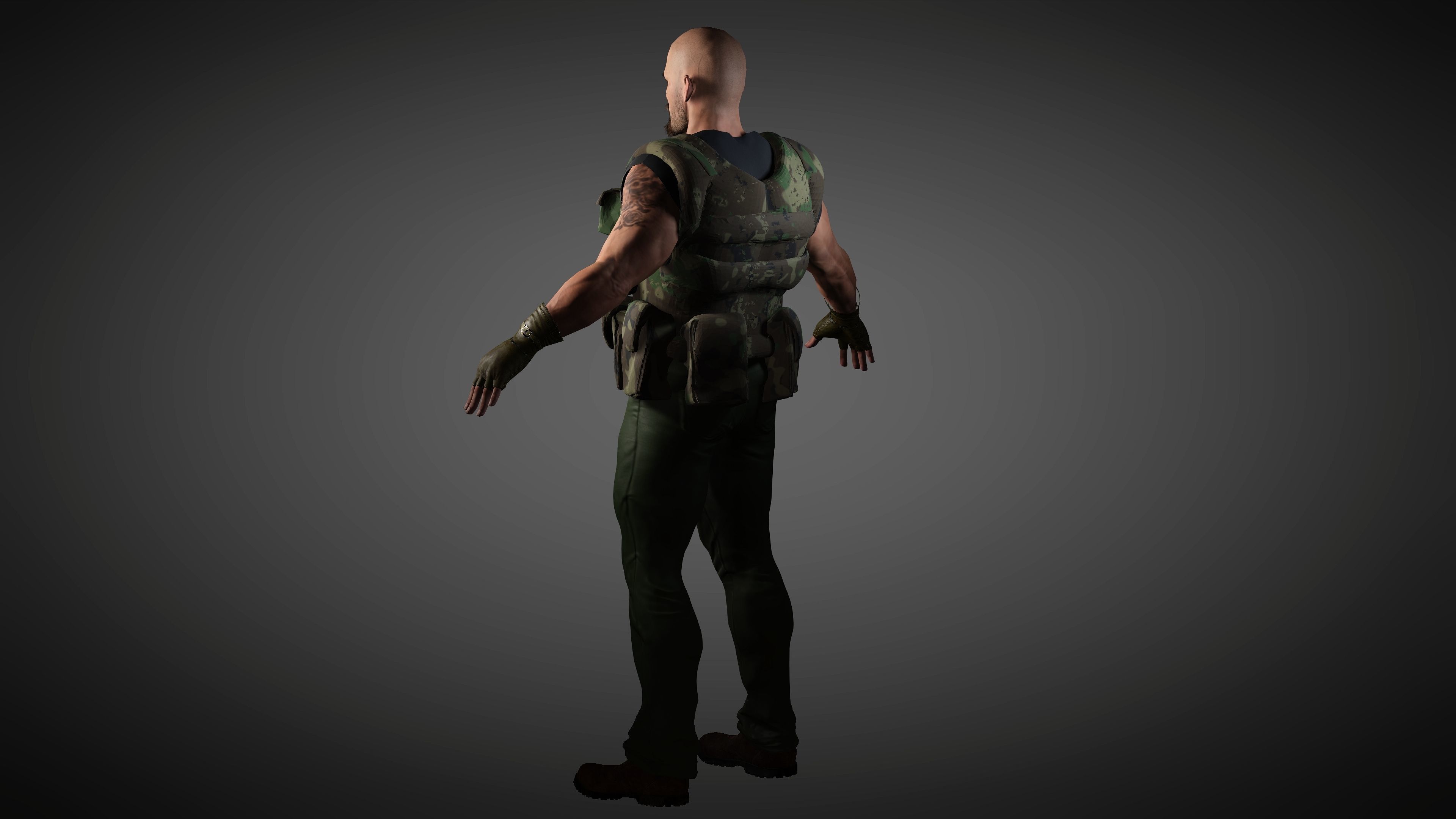 The Mercenary man in camouflage outfit Low-poly 3D model_3