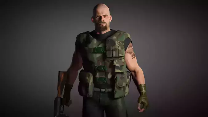 The Mercenary man in camouflage outfit